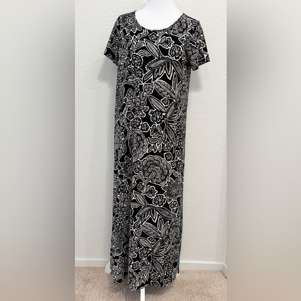 J. Jill Wearever Collection Long Black/White Dress